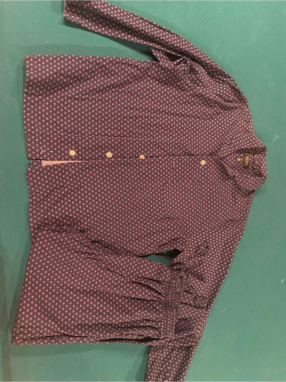 Nordstrom Men's Navy Button-Down with Red Print Pajama Set
